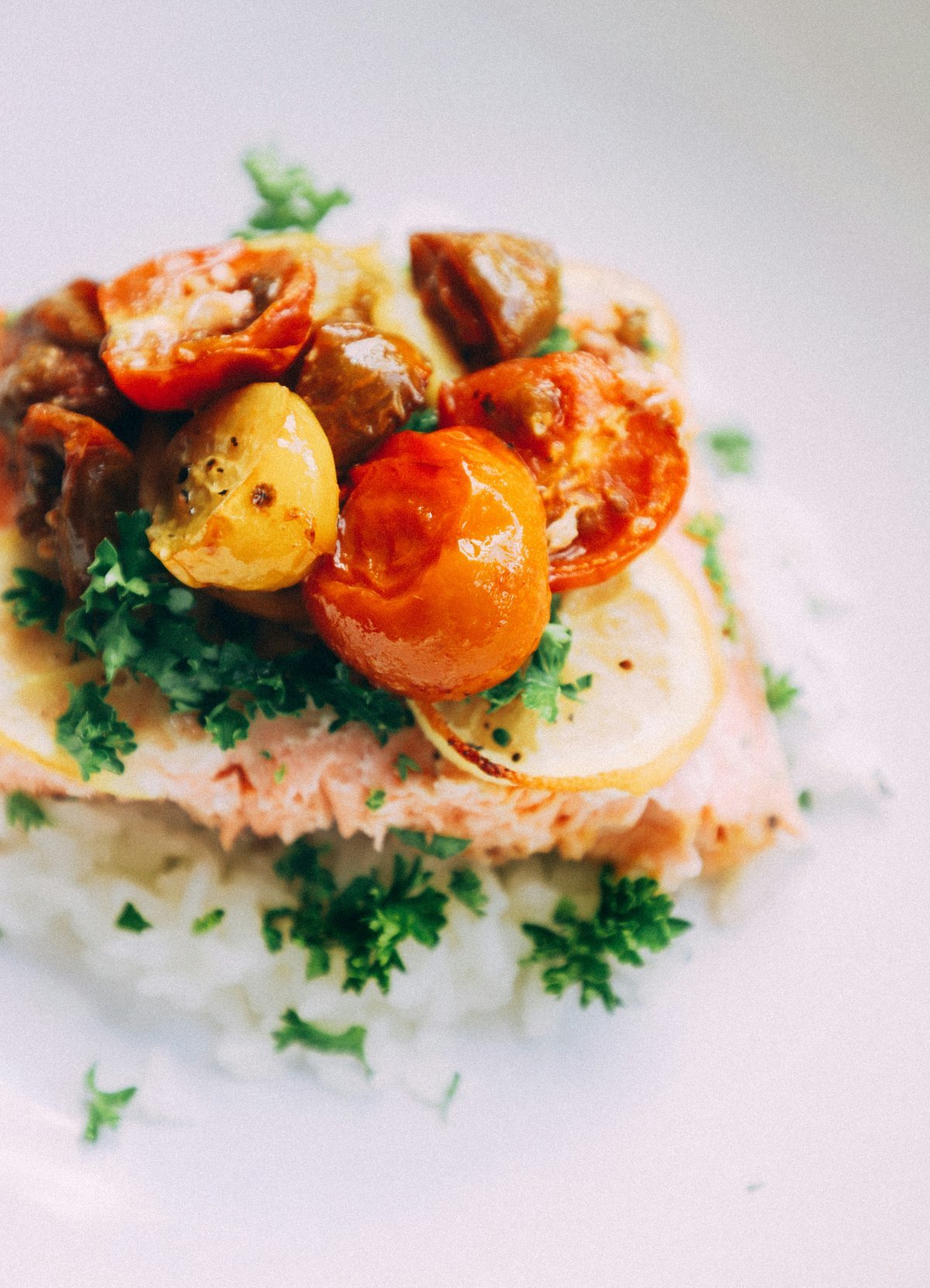 Parchment‑Roasted Salmon with Burst Cherry Tomatoes